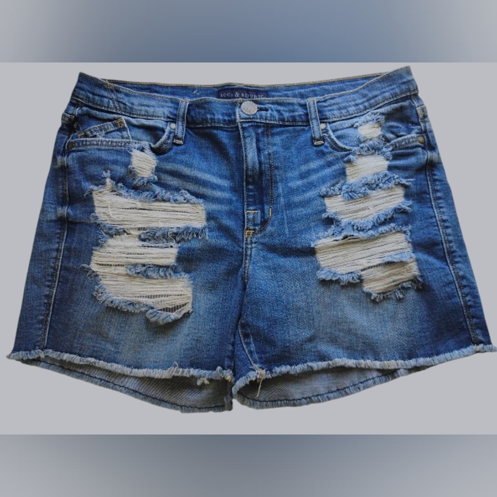 Rock & Republic Hula Denim Shorts Distressed Women's Sz 16